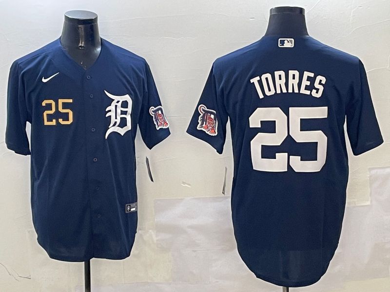 Men Detroit Tigers #25 Torres Drak Blue Game 2025 Nike MLB Jersey style 3129->detroit tigers->MLB Jersey